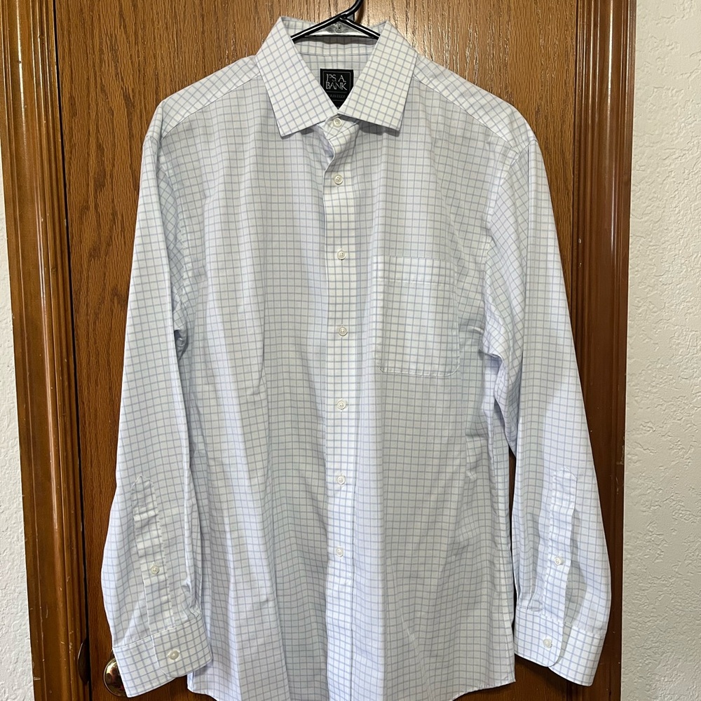 Jos. A. Bank Blue and White Checkered Dress Shirt 16/33